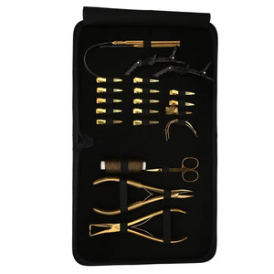Professional Stainless Steel Hair Extension <b>Tools</b> <b>Kit</b> with Hair Clamps Divider Ring Weft Needles <b>Mini</b> Scissors Tape Hair - Product Image 2