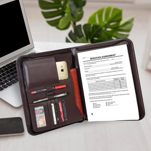 Professional Leather Conference <b>Portfolio</b> File Organizer Business Document <b>Folder</b> Planner Writing Pad Holder Corporate Office - Product Image 5