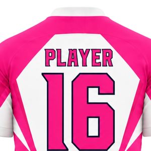 <b>Hot</b> <b>Pink</b> & White Soccer Jersey Uniform Custom Football Kit Quick Dry Team Apparel with Personalized Name Number Design - Product Image 4