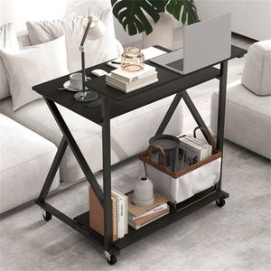 Scrivania mobile da ufficio nera da 32 pollici con supporto per monitor e presa multipla - Scrivanie per computer - Product Image 4