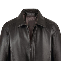Veste de moto décontractée pour homme en cuir de mouton noir imperméable, col montant, fermeture éclair, coupe classique, pour l'hiver, avec fourrure de mouton