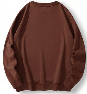 Sudadera de Hombre de Felpa Francesa, Corte Cuadrado, Calidad de Lujo, Estilo Urbano, Color Marrón, Tejido Grueso de Alta Gama - Product Image 1