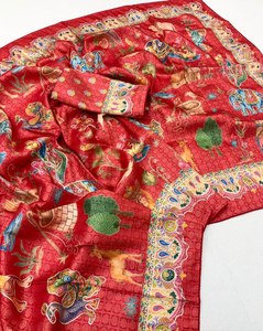 Dola Softy Premium para Mujer, Seda Jacquard con Estampado Digital Vantara, Detalles en Gota Dori, Trabajo de Cintas Decorativas, Tradicional, de Secado Rápido y Antiarrugas - Product Image 6