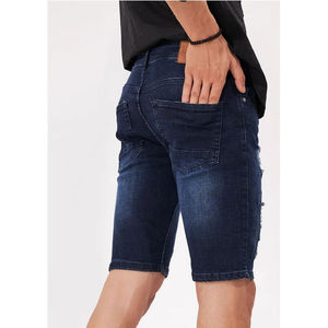 High Quality Canvas Denim Shorts Fashion High Waist Blue <b>Jeans</b> Casual Pants Elastic Waist <b>Drawstring</b> <b>Men</b> 180g Digital Printed - Product Image 2
