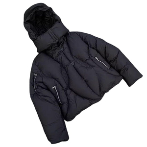 Custom <b>Men</b> Black <b>Puffer</b> <b>Jacket</b> Heavyweight Winter Parka Oversized Streetwear Tech Wear Minimalist High Quality Quilted Outwear - Product Image 1