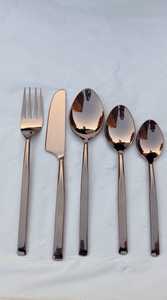 Gold Plated Stainless Steel Flatware Set <b>Mirror</b> Finish Modern Luxury Long Handle Serving Spoon Fork Knife Durable Wedding Use - Product Image 5