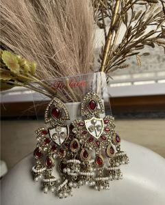 Kashmiri Fusion Geometric Long Earrings Lightweight Gold Plated Statement Jewelry Traditional Elegance Modern <b>Charm</b> Perfect - Product Image 4