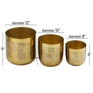 Juego de Macetas de Metal Dorado Texturizado, Macetas Decorativas para Interiores para Hoteles de Lujo y Decoración Glamurosa del Hogar - Product Image 3