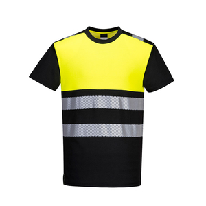 Camiseta de algodón transpirable de alta visibilidad, reflectante, ANSI Clase 2, impermeable, con luz LED intermitente, cómoda, para hombre, ropa de trabajo de seguridad, ligera, color azul marino - Product Image 1