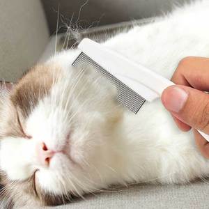 Peigne double face rose pour animaux de compagnie, à dents fines et grossières, réutilisable, pour le nettoyage et le coiffage du pelage des chiens et des chats - Product Image 6