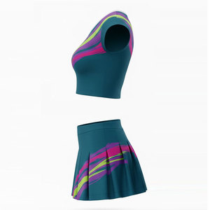 Costume de pom-pom girl personnalisé pour femmes, en polyester respirant, séchage rapide, vêtements de sport d'équipe, robe sans manches pour la danse scolaire - Product Image 3