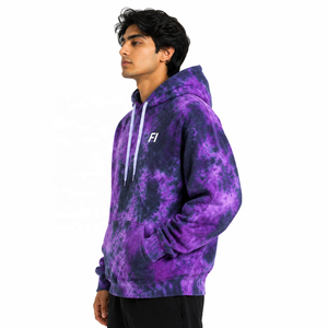 Sweat-shirt à capuche en molleton tie-dye pour homme, coupe oversize décontractée, motif logo frontal, manches classiques, survêtement, marque privée ODM - Product Image 4