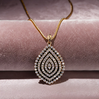 Colgante y Dijes de Lujo con Diamantes Redondos de Corte Brillante de 14K, Certificados por IGI, a la Moda