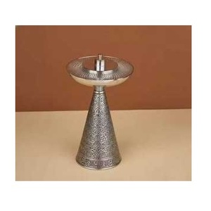Brûleur d'encens conique en résine, améthyste violette royale et perle – Support à Bakhoor en maille chromée polie - Product Image 3