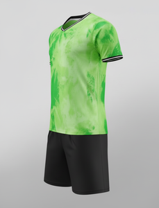 เสื้อฟุตบอลคอวีสีเขียวลายมัดย้อมสำหรับผู้ชาย แขนสั้น ผ้าโพลีเอสเตอร์ซับเหงื่อ ชุดกีฬา ใส่ได้ทุกฤดู - Product Image 3