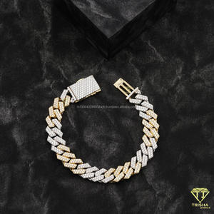 Bracelet cubain en moissanite de qualité supérieure, fabriqué en argent sterling 925, avec des maillons glacés bicolores et un design hip-hop - Product Image 4