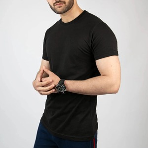 <b>Men's</b> 100% Cotton Knitted Solid Breathable V-neck Short Sleeve Oversized T-Shirts - Product Image 5