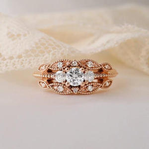 Diamante de Corte Brillante Cultivado en Laboratorio IGI, Engaste de Barra Hecho a Mano, Oro Rosa de 14k Vintage, Unisex, para Boda/Aniversario/Fiesta/Compromiso - Product Image 1