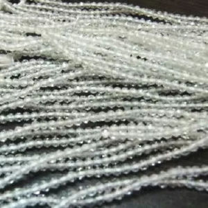 Topacio blanco natural de 2 mm, cuentas facetadas en forma de rondel, hilo de piedras preciosas de 13 pulgadas de largo - Product Image 3