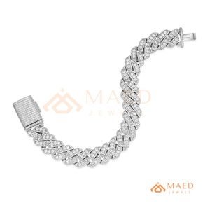 สร้อยข้อมือเงินแท้ 925 แบบ Cuban Link ประดับเพชรโมอิสซาไนต์ สไตล์ฮิปฮอป สร้อยข้อมือแบบโซ่เส้นเล็ก ของขวัญเครื่องประดับสำหรับผู้ชายและผู้หญิง - Product Image 5