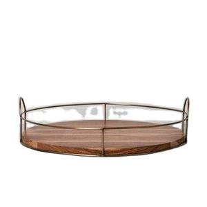 Mango de madera con borde de soporte lateral de alambre dorado, decoración del hogar de alta calidad, superventas con placa de madera - Product Image 1