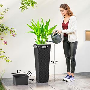 Set di 2 Vasi per Fiori in Metallo Smaltato Nero con Fori di Drenaggio, Alti 32 Pollici, Fioriere da Esterno per Hotel - Product Image 3