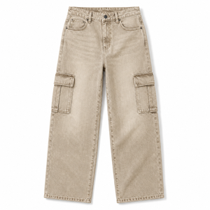 Jean Cargo Boyfriend Femme Taille Mi-Haute Coupe Ample Poches Utilitaires Denim Délavé Foncé/Clair Streetwear Baggy Pantalon Tendance Hiver - Product Image 1