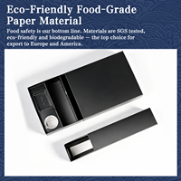 Boîte à sushi jetable personnalisée, imprimée, durable, de qualité alimentaire, noire, style tiroir, avec compartiments et porte-gobelet à sauce
