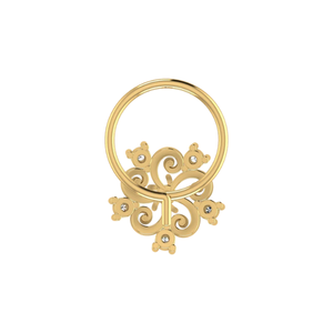 Piercing de nez en or 14 carats avec diamant rond brillant de 0,05 ct, forme de fleur, style ethnique, couleur HI, clarté VS-SI, classique et élégant pour femme - Product Image 5