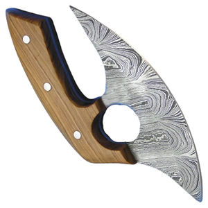 Cuchillo Ullu Burraq de Acero de Damasco Hecho a Mano con Mango de Madera, Cortador de Pizza, Funda de Cuero, 6-7.9 Pulgadas, Ambidiestro, para Exteriores - Product Image 2