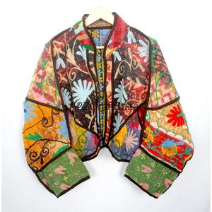 Vintage Indian Kantha Handmade Quilted 100% Cotton <b>Jacket</b> for Women-Eco-Friendly Breathable Winter Ready From Rajasthan - Product Image 1