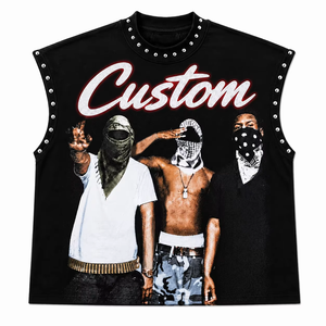 Débardeur graphique noir personnalisé 100% coton écologique anti-UV doux respirant séchage rapide 180g T-shirt sans manches imprimé unisexe - Product Image 6
