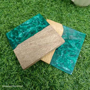 Top Quality Wood And Resin Coaster With Green Dark Color Tea Coffee <b>Glass</b> Holder Coaster For Home Office Hotel Wedding Party Use - Product Image 3