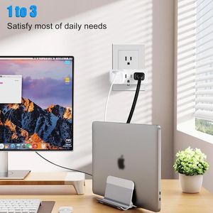 Adattatore di alimentazione con messa a terra certificato UL, convertitore a tripla presa 3 pin 2 pin, prolunga per prese polarizzate 3 pin 2 pin, multipresa da parete - Product Image 2