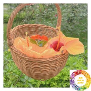 Panier de pique-nique en osier naturel avec ou sans couvercle, grand et petit panier en rotin avec poignée pour repas en plein air, camping, boutique - Product Image 3