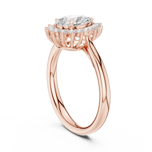 Anillo de Compromiso con Halo de Diamantes en Forma de Pera en Oro Rosa para Mujer, Joyería Romántica para Novia - Product Image 2