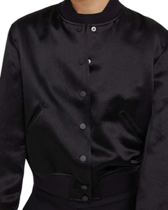 New Latest Style Custom Made Logo Oversized Women Satin <b>Varsity</b> <b>Jacket</b> Breathable Plus-Size High School Uniform <b>Jacket</b> - Product Image 5