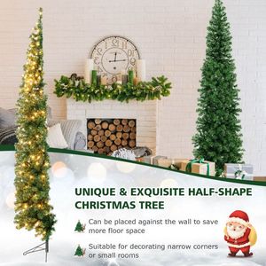 Albero di Natale Preilluminato a Mezza Forma di 2,1 Metri con 150 Luci, Decorazione Natalizia - Product Image 4
