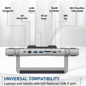 6-in-1 <b>USB</b>-<b>C</b> Docking Station & Foldable Laptop Stand, 4K HDMI, 1Gbps LAN, SD/TF Reader, 100W PD <b>Charging</b>, Dual <b>USB</b> 3.0 - Product Image 2