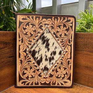 Nueva Carpeta de cartera de regalo de graduación de cuero mecanizado a mano Vintage carpeta de anillas con cremallera de cuero de vaca genuino para entrevistas - Product Image 4