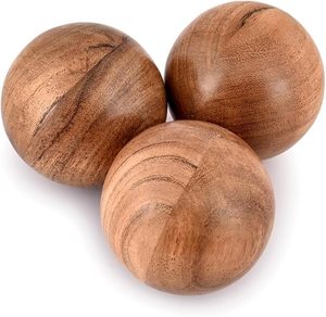 Juego de 3 Bolas Decorativas Redondas de Madera de Acacia para Navidad, Centros de Mesa Decorativos |   Mesa de Centro y Decoración del Hogar - Product Image 2