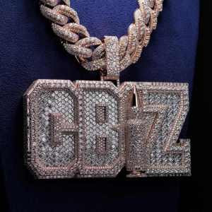 Pendentif Prénom Vertical Personnalisé en Argent Plaqué Or Rose avec Moissanite Taille Baguette Mixte et Mosaïque 3 Lettres - Product Image 2