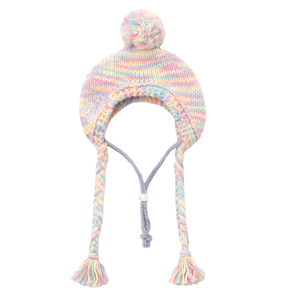 Knit Pom Pom Dog Beanie Hat <b>Purple</b> Lavender Cozy Winter Headwear with Ear <b>Ties</b> Soft Warm Fit for Small Medium Dogs - Product Image 6