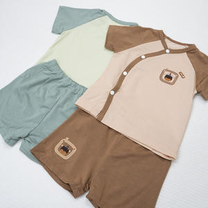 Ensemble bébé 95 % modal 5 % élasthanne, boutons latéraux, manches courtes, 4 saisons, tissu tricoté respirant, unisexe, Vietnam ALB01 - Product Image 5