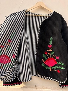 Wholesale <b>Black</b> Suzani Floral Embroidered <b>Velvet</b> <b>Jacket</b> Cropped Winter Warm Coat Festival Tribal Outerwear for <b>Women</b> - Product Image 4