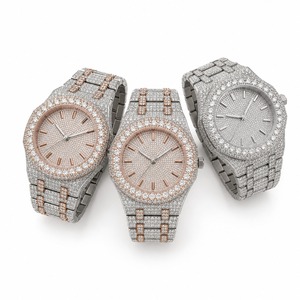 Reloj de lujo de primera calidad para hombre, de acero inoxidable, con diamantes, analógico, de cuarzo, con caja redonda y correa. - Product Image 3