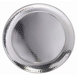 Elegante plato base redondo color plata con borde sencillo para decoración de mesa de boda - Product Image 6