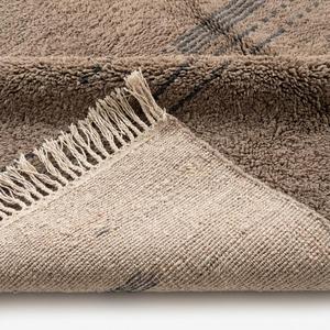 Alfombra de Lana Anudada a Mano de Primera Calidad, Color Taupe Marrón, Diseño Minimalista a Rayas con Flecos para Decoración Moderna del Hogar - Product Image 6