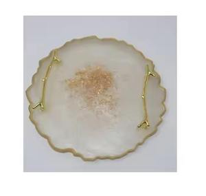 Plateau en résine fait main de qualité supérieure, plateau de service décoratif pour table basse, décoration de maison de luxe, cadeau - Product Image 3