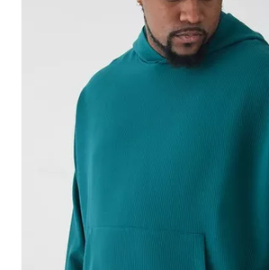 Sudadera con capucha para hombre, color verde sólido, al por mayor, personalizable, con hombros caídos, estilo oversize, para invierno - Product Image 6